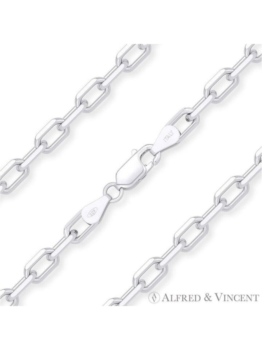 4.4mm D-Cut Anchor Cable Link Chain Necklace in Solid .925 Sterling Silver - 30"